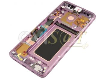 Pantalla service pack completa Super AMOLED púrpura com marco para Samsung Galaxy S9, G960F/SD